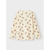 Mini Langarmshirt gerippt mit Enten, beige 98