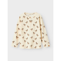 Mini Langarmshirt gerippt mit Enten, beige 110