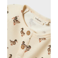 Mini Langarmshirt gerippt mit Enten, beige 110