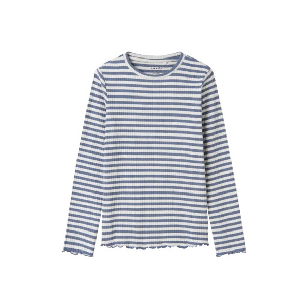Langarmshirt gerippt, blau/wei&szlig;