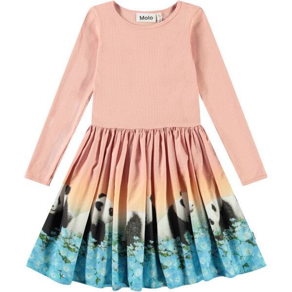 Langarm Kleid mit Pandas, rosa