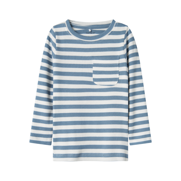Ripp Langarmshirt mit Brusttasche, gestreift blau/wei&szlig;