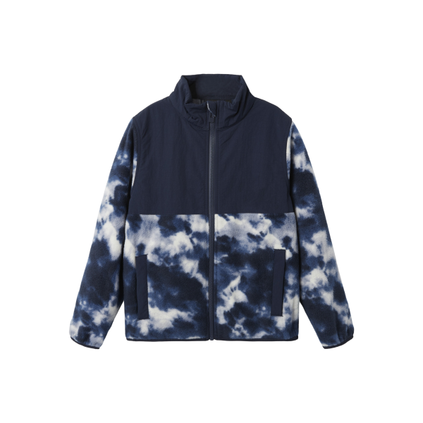 Kids Fleece-Jacke, Batik dunkelblau-weiss