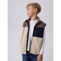 Kids Teddyweste, beige/braun/blau