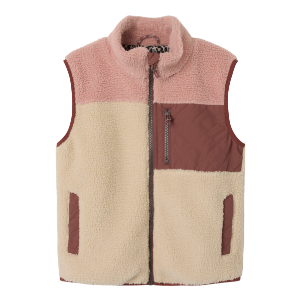 Teddyweste, beige/braun/rosa