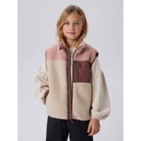 Teddyweste, beige/braun/rosa