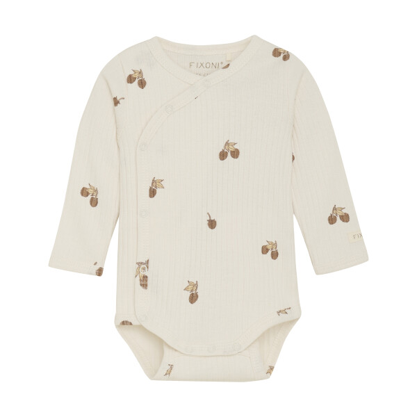 Wickelbody mit Himbeeren, beige