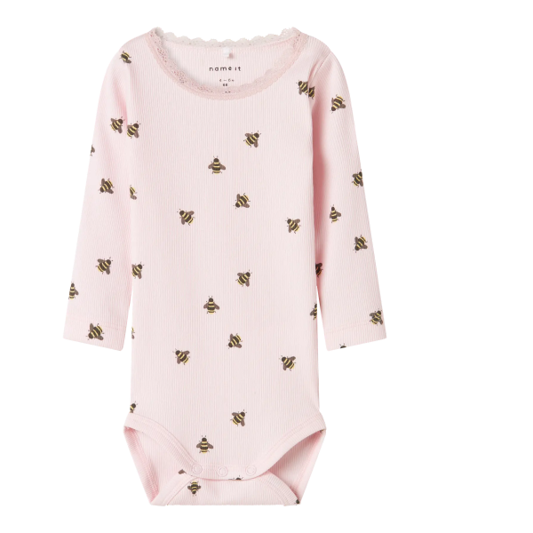 Bio Babybody mit Hummeln, rosa
