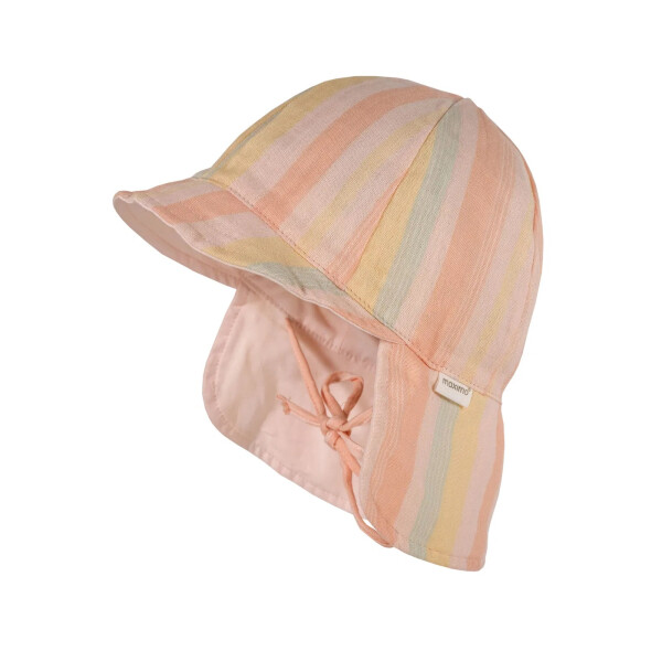 Mini-Schildm&uuml;tze,Musselin rosa gestreift