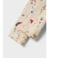 Baby Leggings mit Blumen und Pilzen, beige