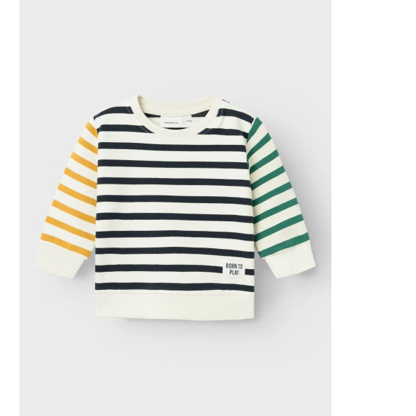 Baby Pulli mit verschiedenen &Auml;rmeln, dunkelblau/wei&szlig; gestreift