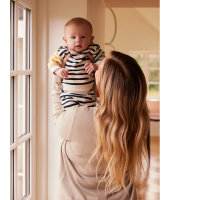 Baby Pulli mit verschiedenen &Auml;rmeln, dunkelblau/wei&szlig; gestreift