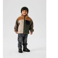Mini Teddyjacke, gr&uuml;n/beige/braun