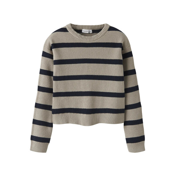 Kids Strick-Pullover mit Streifen,beige/ dunkelblau
