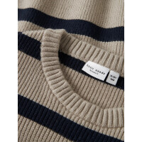 Kids Strick-Pullover mit Streifen,beige/ dunkelblau