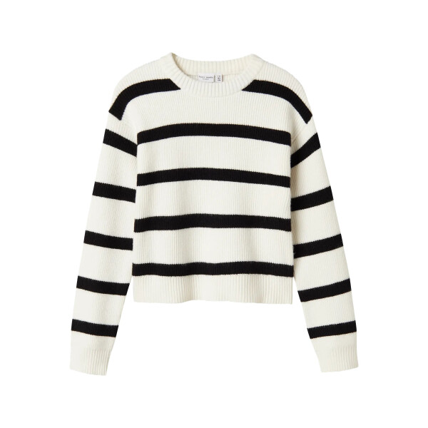 Kids Strick-Pullover mit Streifen,schwarz/wei&szlig;