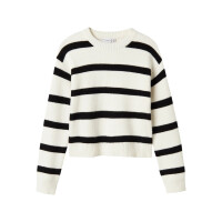 Kids Strick-Pullover mit Streifen,schwarz/wei&szlig;