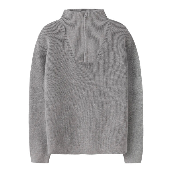 Kids Strick-Pullover mit Rei&szlig;verschluss, grau