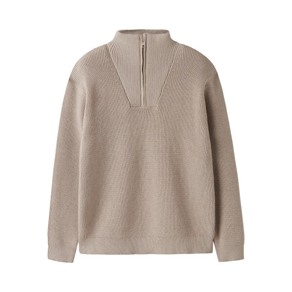 Kids Strick-Pullover mit Rei&szlig;verschluss, beige
