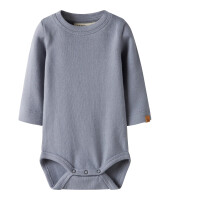Baby kuschel Body, blau/grau