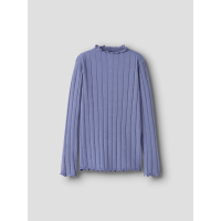 Langarmshirt breit gerippt, taubenblau