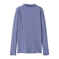 Langarmshirt breit gerippt, taubenblau