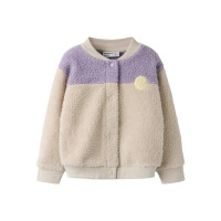 Mini Teddy Jacke mit Smile, beige-lila