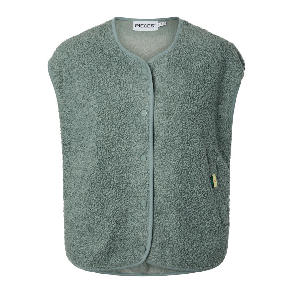 Pieces Teddy Weste budriges gr&uuml;n