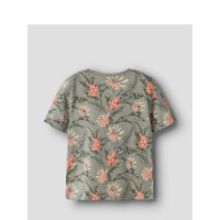 Mini T-Shirt Palmen- Blumen Design olive