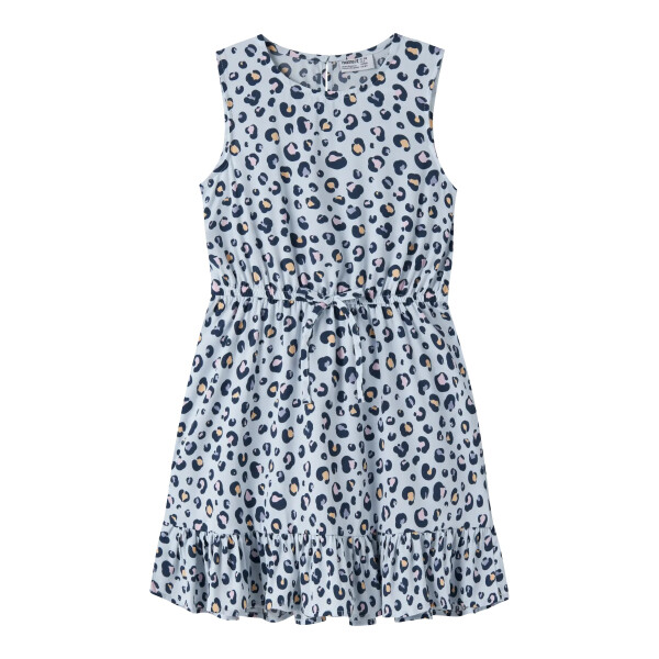 Kids d&uuml;nnes Kleid mit Leoprint, hellblau