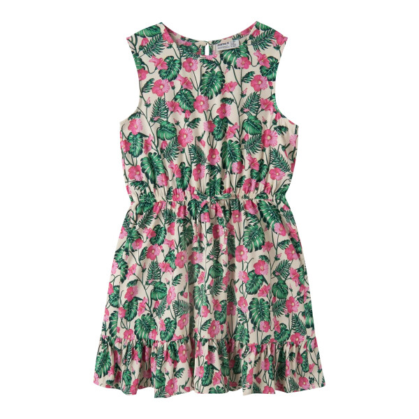 Kids d&uuml;nnes Kleid mit Hibiskusblume, beige