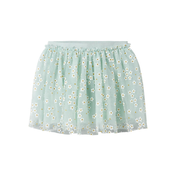 T&uuml;llrock Pastellgr&uuml;n mit wei&szlig;en Blumen und goldenen Akzenten