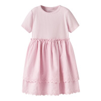 Mini Tshirt Kleid rosa,unten Stickmuster