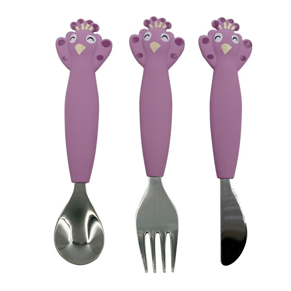 Kinderbesteck Set aus Edelstahl und Silikon 3-teilig - Mrs. Peacock
