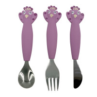 Kinderbesteck Set aus Edelstahl und Silikon 3-teilig -...