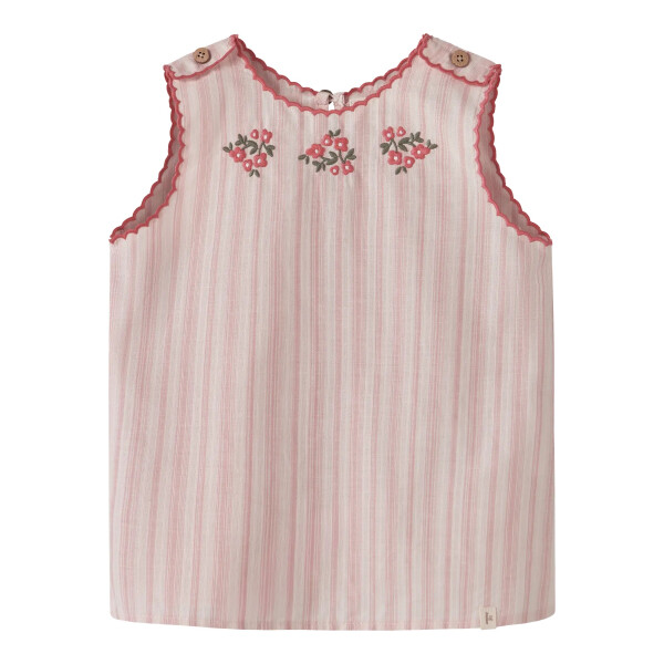 Mini Top mit Streifen und Stickerei, rosa