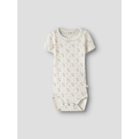 Kurzarmbody mit Erdbeerpflanzen, beige