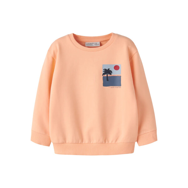 Sommerpulli mit Palmenprint, pastell orange