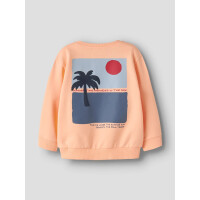Sommerpulli mit Palmenprint, pastell orange