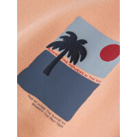 Sommerpulli mit Palmenprint, pastell orange