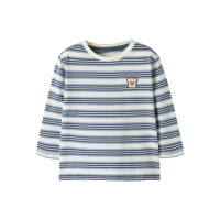 Gestreiftes Langarmshirt mit Stick-Toast, blau/wei&szlig;