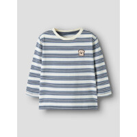 Gestreiftes Langarmshirt mit Stick-Toast, blau/wei&szlig;