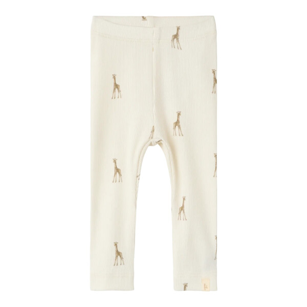 Baby Leggings mit Giraffen, gerippt, beige
