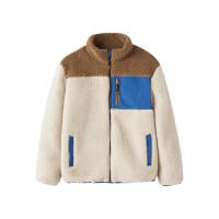 Kids Colorblocking Teddy Jacke, beige-blau