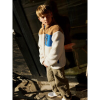 Kids Colorblocking Teddy Jacke, beige-blau