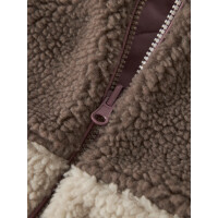 Mini Teddy Weste, braun-creme mit altrosa