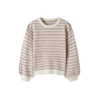 Kids Strickpulli gestreift, wei&szlig;/rosa/braun