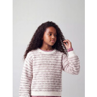 Kids Strickpulli gestreift, wei&szlig;/rosa/braun