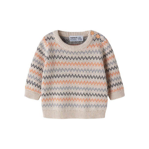 Baby Strickpulli Zackenmuster, beige