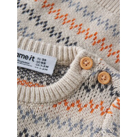 Baby Strickpulli Zackenmuster, beige